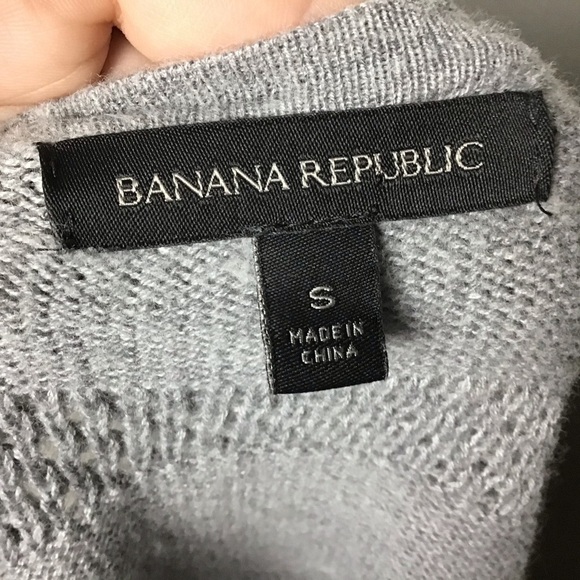 BANANA Republic Gray Merino Wool Blend Sweater with Fringe Detail Size S - Picture 5 of 6